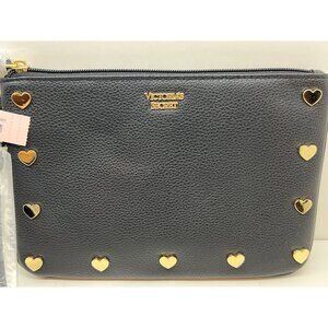 Victorias Secret Heart-Studded Black Wristlet Clutch Bag